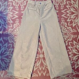 Beige Wide-Leg Corduroy Pants